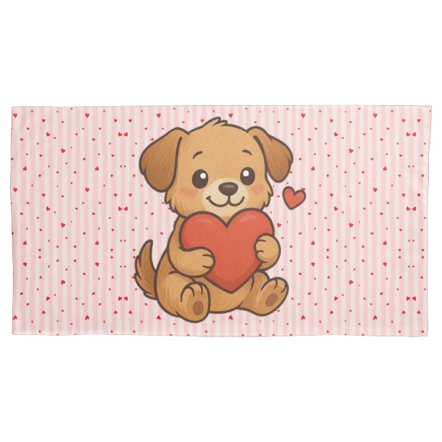Cute puppy/dog Valentine's day Pillowcase (Front)