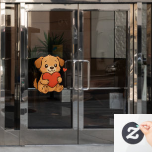 Cute puppy/dog Valentine's day Window Cling
