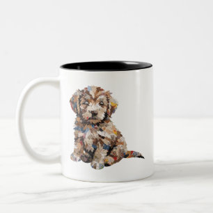 Cute Puppy Dog Waiting to Be Adopted Two-Tone Coffee Mug