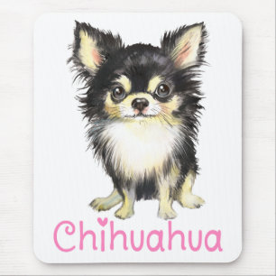 Cute Puppy Dog Watercolor Long Haired Chihuahua   Mouse Mat