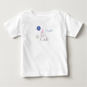 Cute Puppy Dog Watercolor Maltese Birthday Cake Baby T-Shirt
