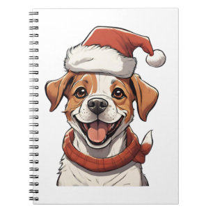 Cute Puppy Dog wearing Christmas Hat Classic T-Shi Notebook