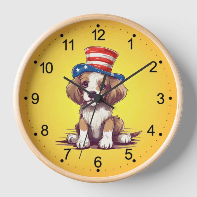 Cute Puppy Dog with Hat-54676 Clock (Front)