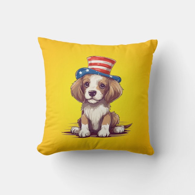 Cute Puppy Dog with Hat-54676 Cushion (Front)