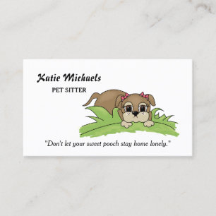 Cute Puppy Dog With Pink Bows Pet Sitting Services Business Card