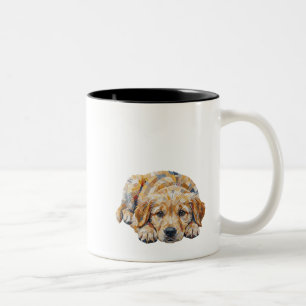 Cute Puppy Dog with Sad Eyes Missing Its Owner Two-Tone Coffee Mug