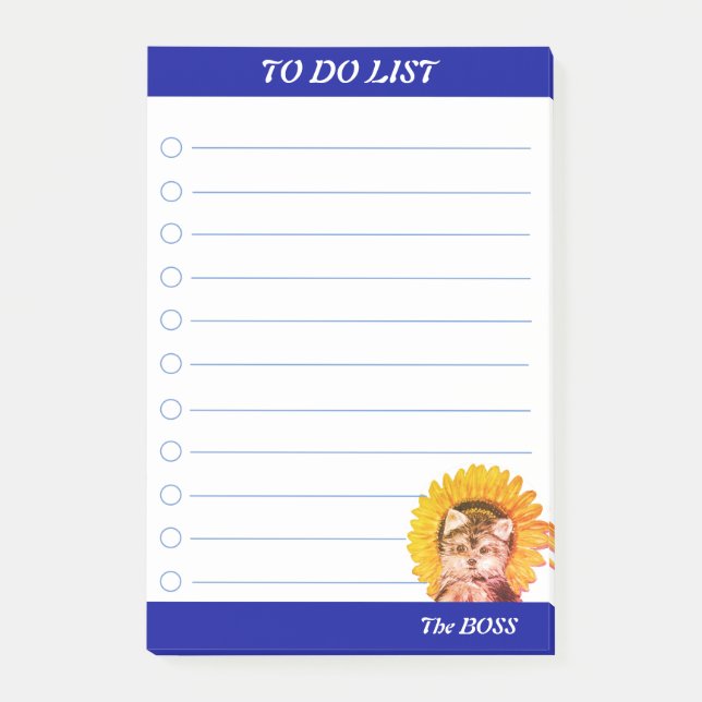 Cute Puppy Dog with Sunflower To Do List Post-it Notes (Front)