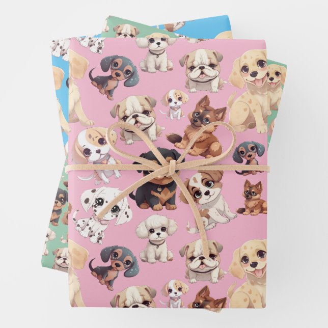 Cute Puppy Dog  Wrapping Paper Sheet (In situ)