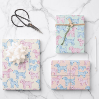 Cute Puppy Dogs Gender Reveal Baby Wrapping Paper