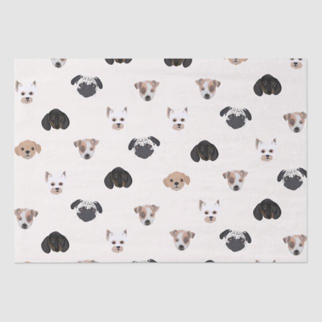 Cute Puppy Dogs Illustration Tissue Paper (Front)
