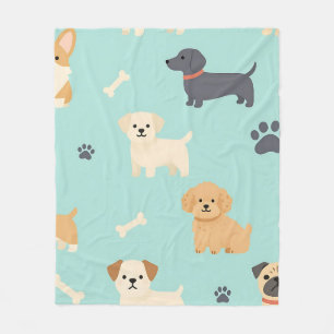 Cute Puppy Dogs Pattern Fleece Blanket