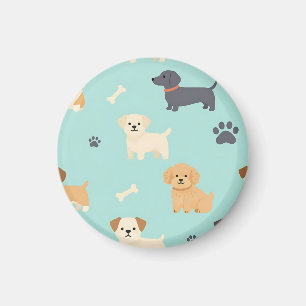 Cute Puppy Dogs Pattern Magnet
