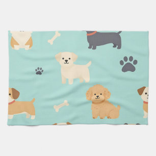 Cute Puppy Dogs Pattern Tea Towel