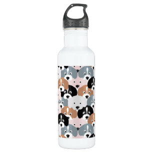 Cute Puppy Dogs Pink Black Illustration 710 Ml Water Bottle