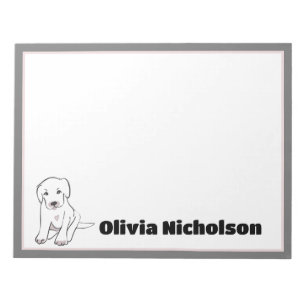Cute Puppy Doodle Art Personalised Stationery Notepad