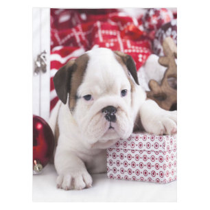 Cute Puppy English Bulldog   Funny Christmas Tablecloth
