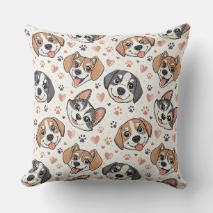 Cute Puppy Face Pattern Kids Design for Dog Lovers Cushion
