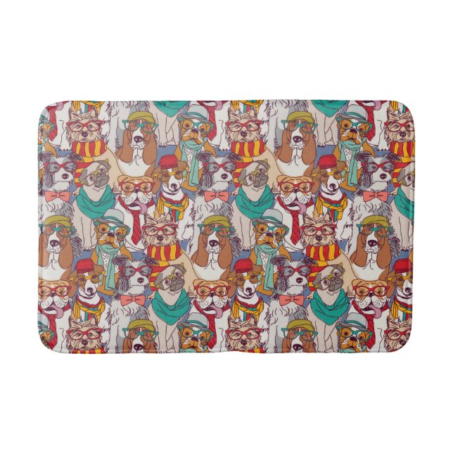 Cute Puppy Fashion Pattern Bath Mat (Front)