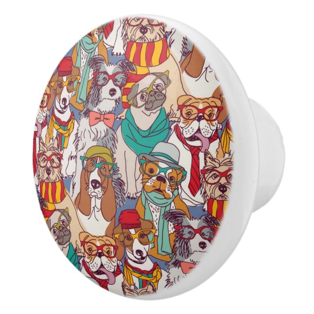 Cute Puppy Fashion Pattern Ceramic Knob (Right)