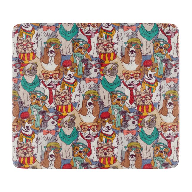 Cute Puppy Fashion Pattern Cutting Board (Front)