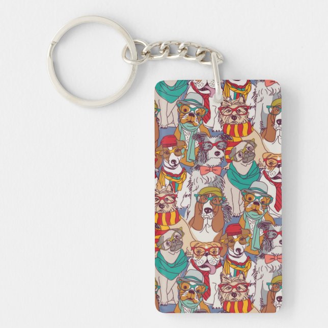 Cute Puppy Fashion Pattern Key Ring (Front)
