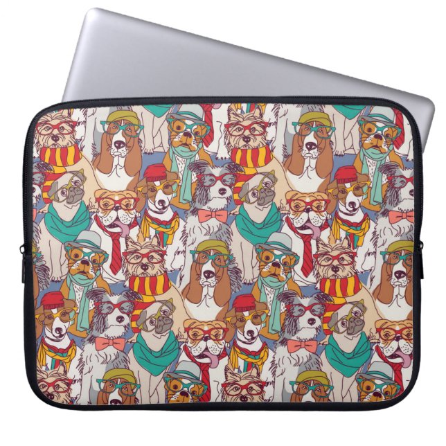 Cute Puppy Fashion Pattern Laptop Sleeve (Front)