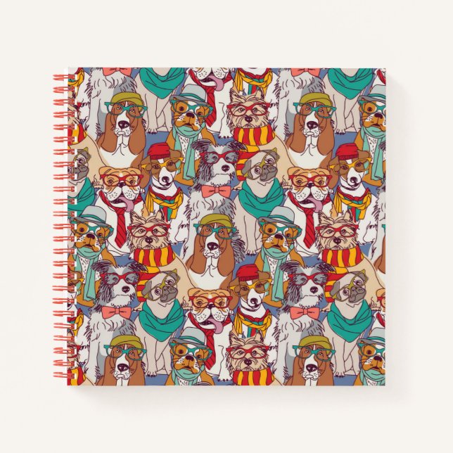 Cute Puppy Fashion Pattern Notebook (Front)