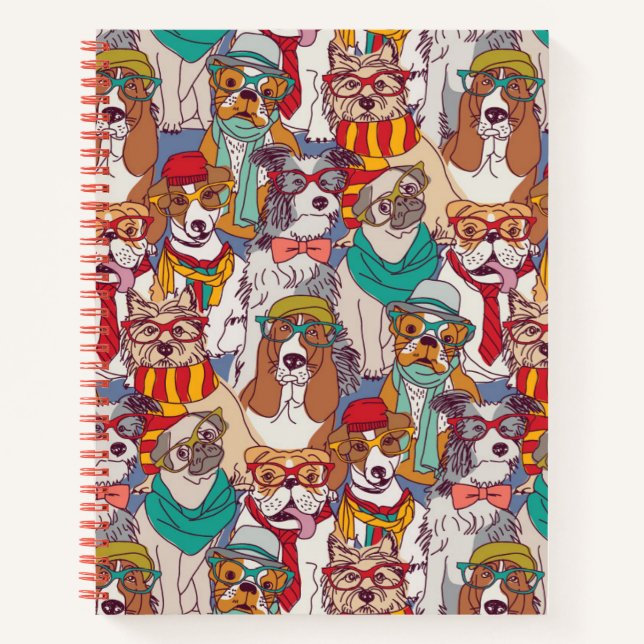 Cute Puppy Fashion Pattern Notebook (Front)