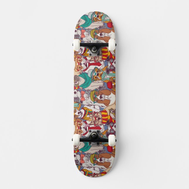 Cute Puppy Fashion Pattern Skateboard (Front)
