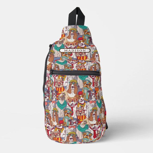 Cute Puppy Fashion Pattern Sling Bag (Front)