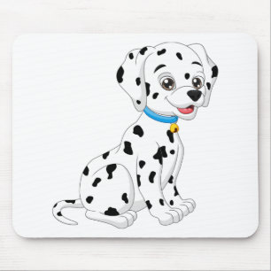 Cute Puppy Fire Dog Black White Cartoon Dalmatian Mouse Mat