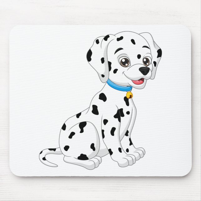 Cute Puppy Fire Dog Black White Cartoon Dalmatian Mouse Mat (Front)