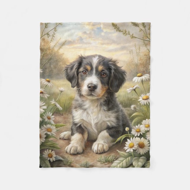 Cute Puppy Fleece Blanket (Front)