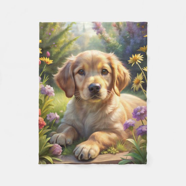 Cute Puppy Fleece Blanket (Front)