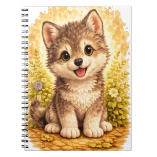 Cute Puppy Floral Spiral Notebook Kawaii