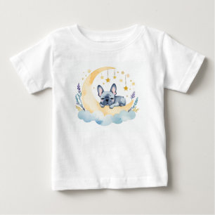 Cute Puppy French Bulldog on the Moon – Baby T-Shirt