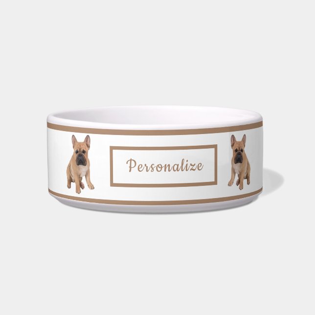 Cute Puppy French Bulldog Pet Personalised Gift Bowl (Front)