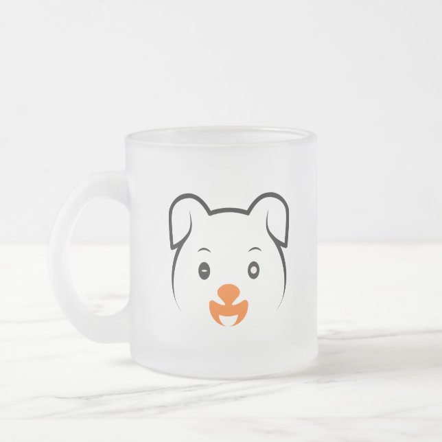 Cute Puppy Frosted Glass Coffee Mug (Left)