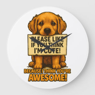 Cute Puppy, Funny Dog Lover Quote Large Clock