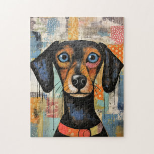 Cute Puppy Funny Dog Mixed Media Animal Pet Jigsaw Puzzle