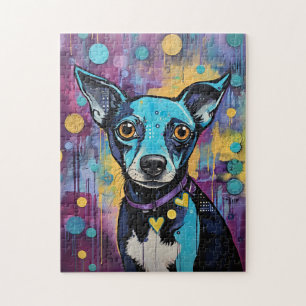 Cute Puppy Funny Dog Mixed Media Animal Pet Jigsaw Puzzle