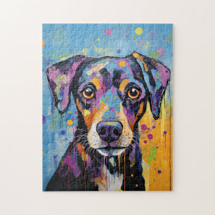 Cute Puppy Funny Dog Mixed Media Animal Pet Jigsaw Puzzle