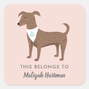 Cute Puppy Girls School Name Labels