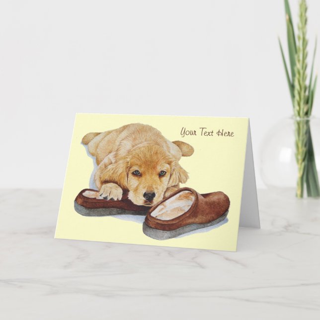 cute puppy golden retriever dog belated birthday card (Front)