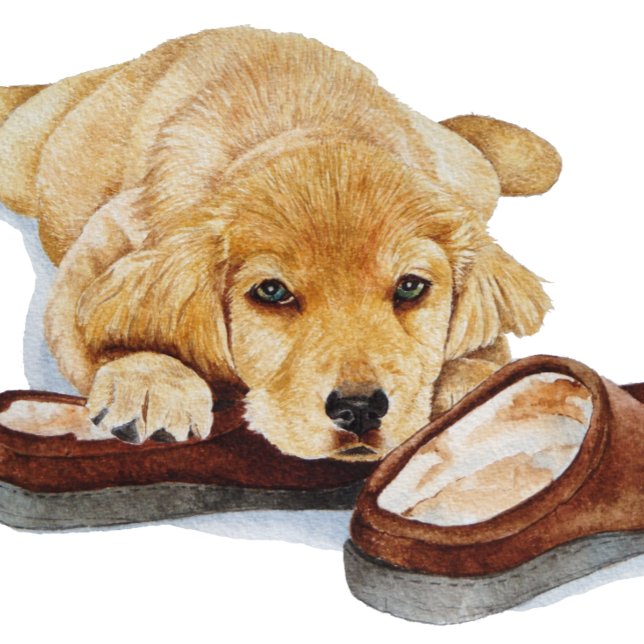 cute puppy golden retriever sad dog missing you card (Creator Uploaded)