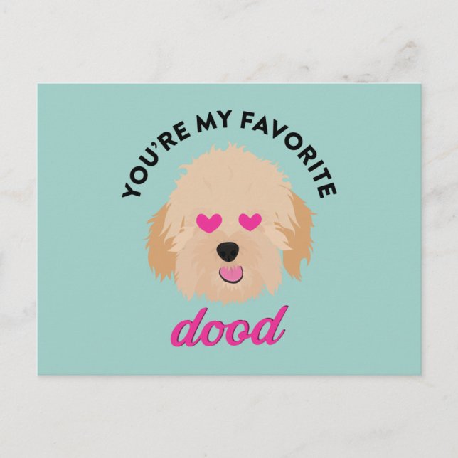 Cute Puppy Goldendoodle Valentine's Day Card (Front)