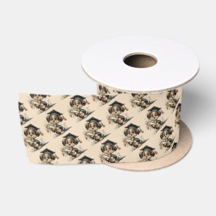 Cute Puppy Graduate Celebration Design Satin Ribbon