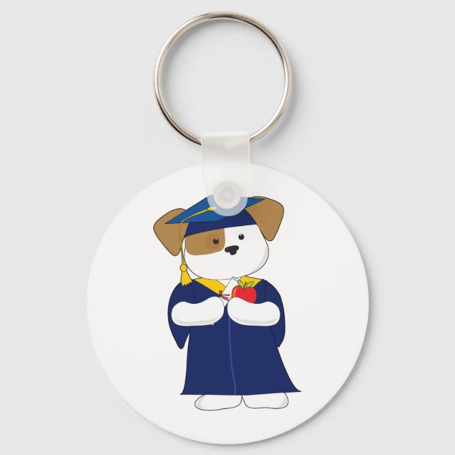 Cute Puppy Graduation Key Ring (Front)