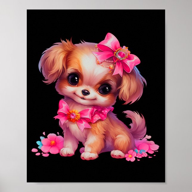 Cute Puppy Happy Dog, Puppy Nursery Poster (Front)