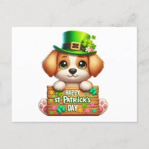 Cute Puppy Happy St Patrick's Day Postcard